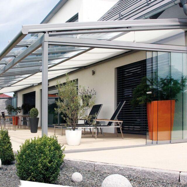Glass room in garden