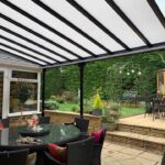 Veranda over patio table and chairs