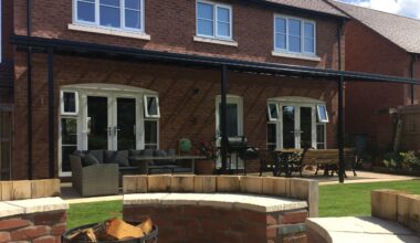 Large veranda over patio of new build house