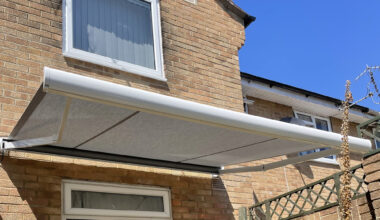 White residential awning.