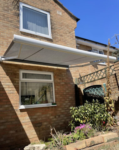 White residential awning.